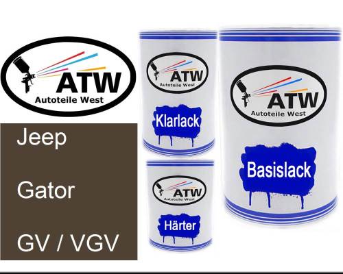 Jeep, Gator, GV / VGV: 500ml Lackdose + 500ml Klarlack + 250ml Härter - Set, von ATW Autoteile West.